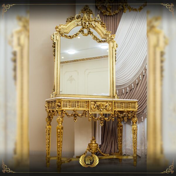 Handmade Gold Peach Gala Console table with Mirror 10