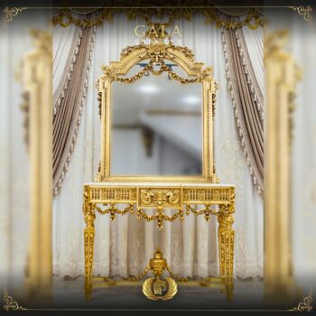 Handmade Gold Peach Gala Console table with Mirror