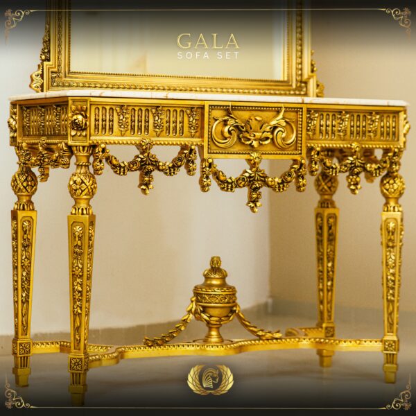 Handmade Gold Peach Gala Console table with Mirror 12