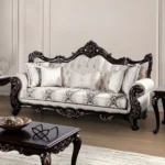 Palencia Traditional Dark Cherry and Beige Sofa FM65005BG-SF by Furniture of America