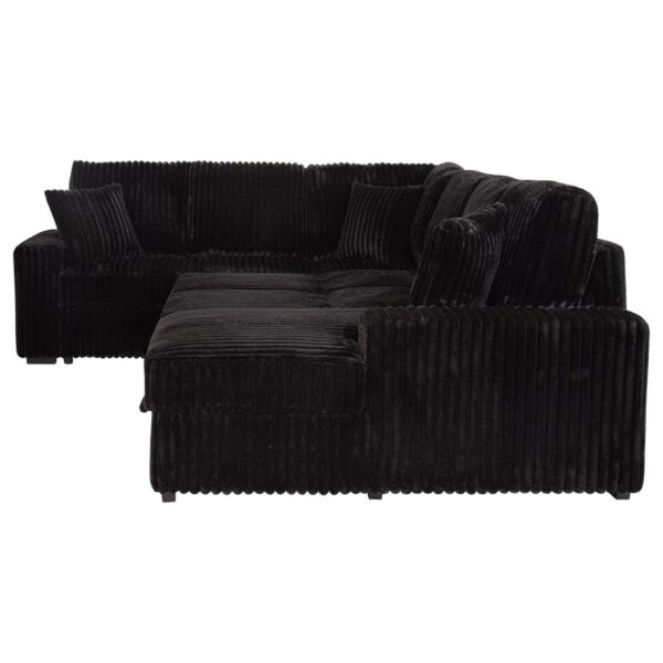 Devonshire Corduroy Sleeper Sectional Sofa Storage Chaise Black by Coaster Furniture 9