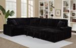 Devonshire Corduroy Sleeper Sectional Sofa Storage Chaise Black by Coaster Furniture 16