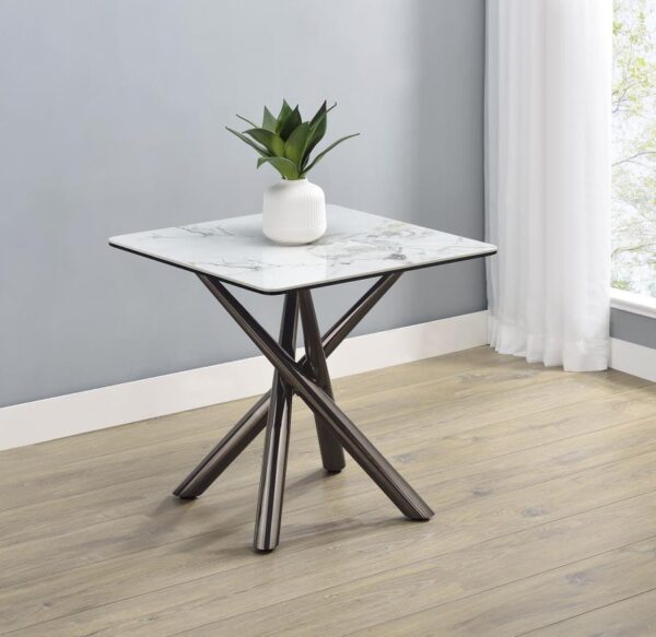 Carvell Square Sintered Stone End Table Mirage White by Coaster Furniture 7