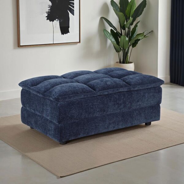 Atlantic Blue Corduroy Tufted Ottoman by Coaster Furniture 7