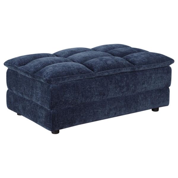Atlantic Blue Corduroy Tufted Ottoman by Coaster Furniture 10