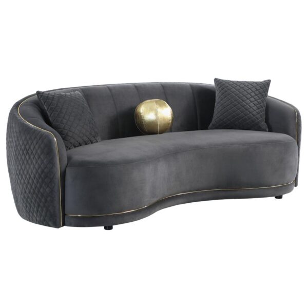 Brookside Velvet Upholstered Curved Sofa Dark Grey by Coaster Furniture 14