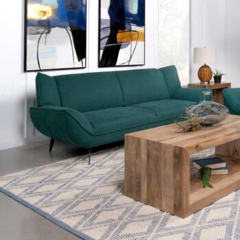 Acton Upholstered Flared Arm Sofa Teal Blue by Coaster Furniture