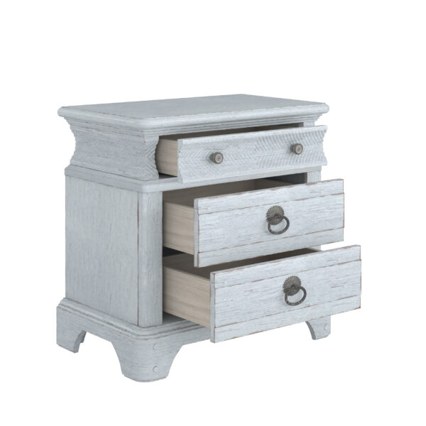 Summer Creek Shutter Blue Nightstand 3 Drawer By Art Furniture 8