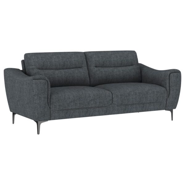Nolan Upholstered Sloped Track Arm Sofa Charcoal by Coaster Furniture 12
