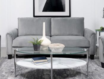 Davis Upholstered Rolled Arm Sofa Grey by Coaster Furniture