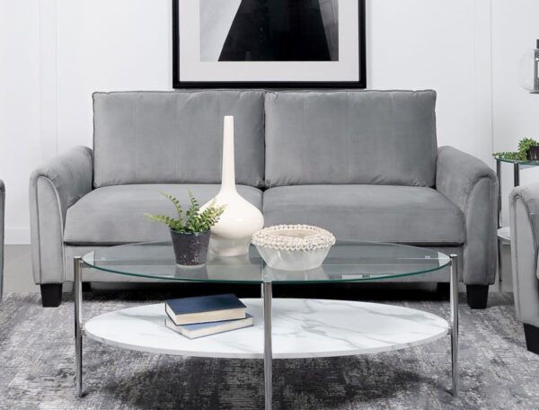 Davis Upholstered Rolled Arm Sofa Grey by Coaster Furniture 8