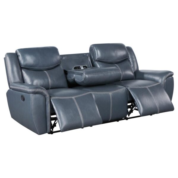 Sloane Upholstered Padded Arm Reclining Sofa Blue by Coaster Furniture 14