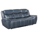 Sloane Upholstered Padded Arm Reclining Sofa Blue by Coaster Furniture 23