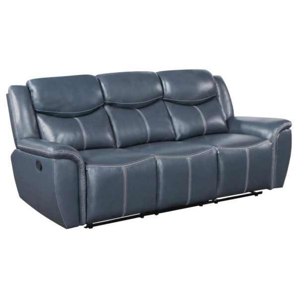 Sloane Upholstered Padded Arm Reclining Sofa Blue by Coaster Furniture 16
