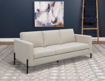 Tilly Upholstered Track Arm Sofa Oatmeal By Coaster Furniture