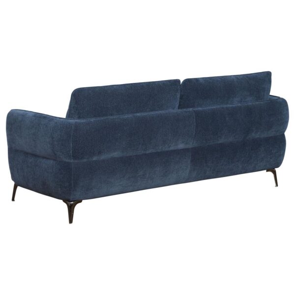 Lively Chenille Upholstered Modern Track Arm Sofa Blue by Coaster furniture 9