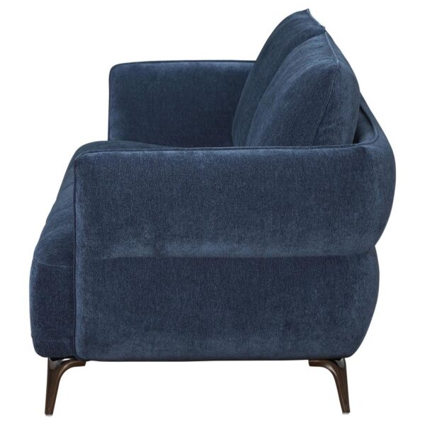 Lively Chenille Upholstered Modern Track Arm Sofa Blue by Coaster furniture 10