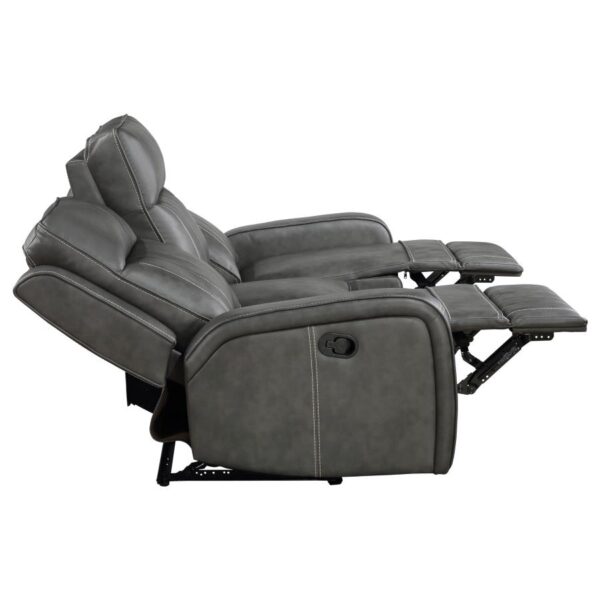 Raelynn Upholstered Track Arm Motion Sofa Grey By Coaster Furniture 11