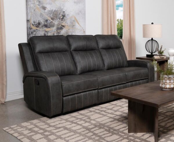 Raelynn Upholstered Track Arm Motion Sofa Grey By Coaster Furniture 9