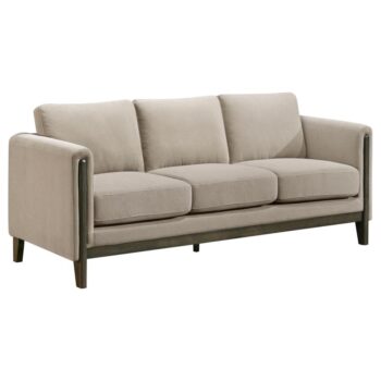 Islington Fabric Upholstered Panel Arm Sofa Taupe by Coaster Furniture