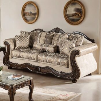 Andalusia Traditional Light Brown and Dark Cherry Sofa SM6450-SF by Furniture of America
