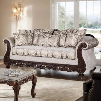 Catalonia Sofa Traditional Beige and Dark Cherry SM6451-SF by Furniture of America