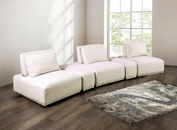 Stavanger Curved 3-Seater Sofa  Beige Bouclé FM63001BG-G by Furniture of America 10