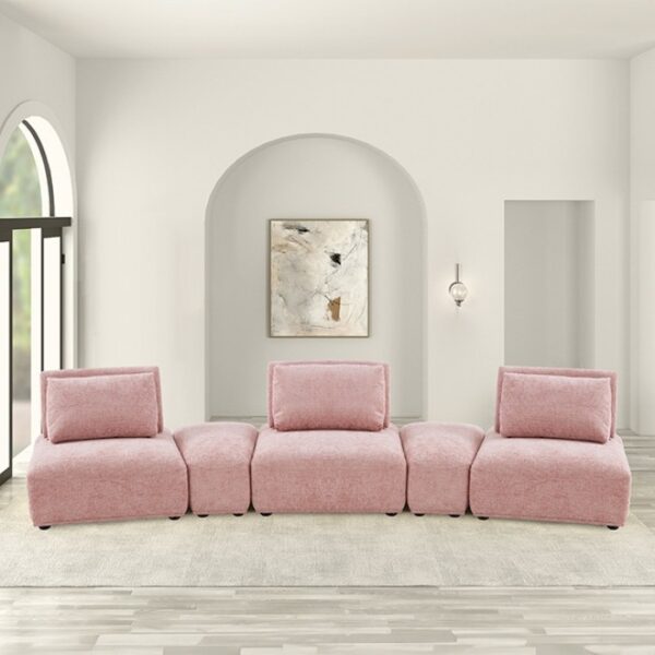 Stavanger Curved 3-Seater Sofa in Pink Bouclé FM63001PK-G Furniture of America 7