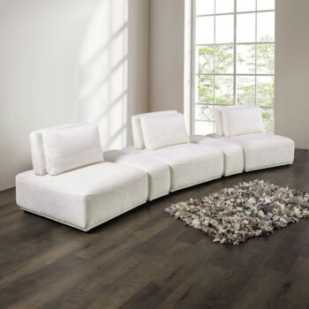 Stavanger Curved 3-Seater Sofa in White Bouclé  FM63001WH-G by Furniture of America