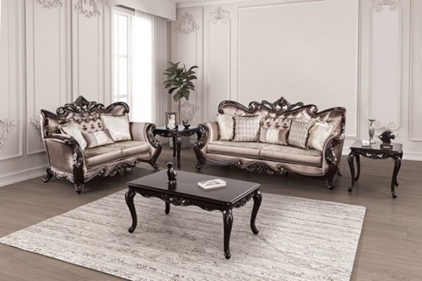 Albacete Traditional Dark Cherry & Brown Velvet Sofa  FM65006BR-SF  by Furniture of America 10