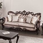 Albacete Traditional Dark Cherry & Brown Velvet Sofa  FM65006BR-SF  by Furniture of America 15