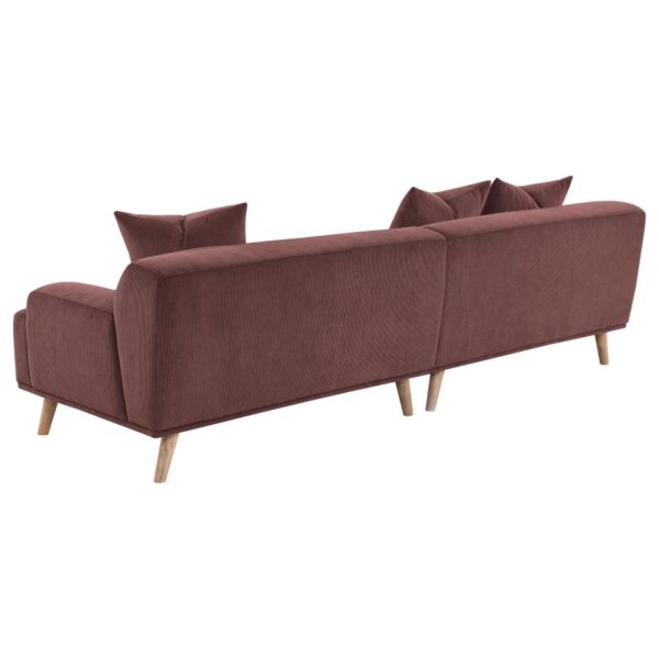 Elizabeth Wine Red Corduroy Sectional Sofa by Coaster Furniture 10