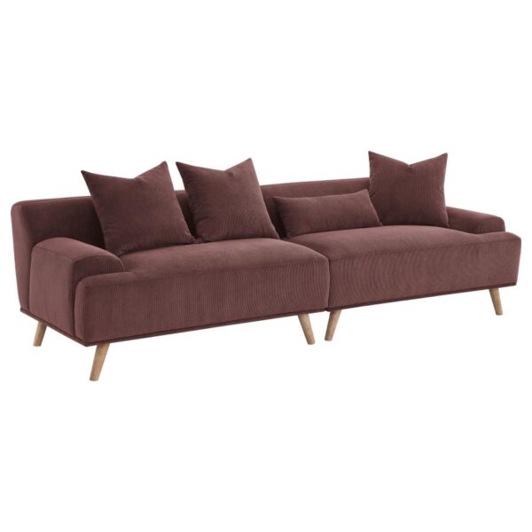 Elizabeth Wine Red Corduroy Sectional Sofa by Coaster Furniture 14