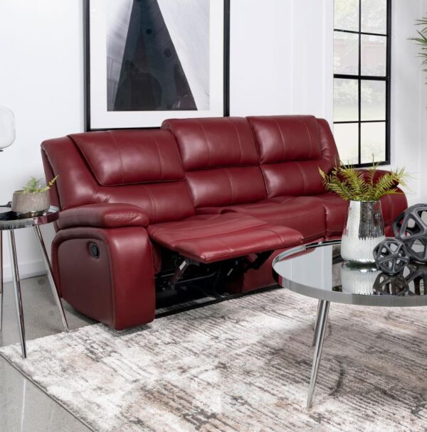 Camila Upholstered Motion Reclining Sofa Red By Coaster Furniture 12