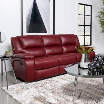Camila Upholstered Motion Reclining Sofa Red By Coaster Furniture