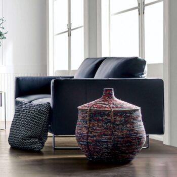 Mezzanotte Loveseat in Midnight Blue Italian Leather  FM90000-LV-PK by Furniture of America