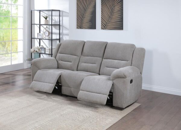 Gilson Chenille Upholstered Reclining Sofa Grey by Coaster Furniture 14