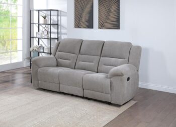 Gilson Chenille Upholstered Reclining Sofa Grey by Coaster Furniture