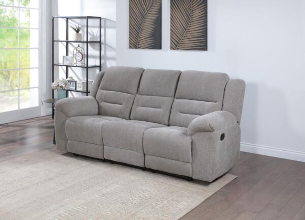 Gilson Chenille Upholstered Reclining Sofa Grey by Coaster Furniture 10