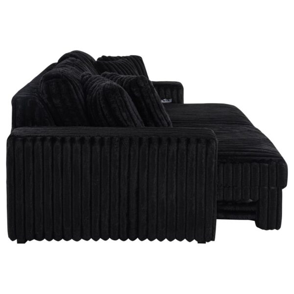 Jacana Corduroy Upholstered Dual Power Chaise Sofa Black by Coaster Furniture 11