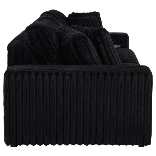 Jacana Corduroy Upholstered Dual Power Chaise Sofa Black by Coaster Furniture 12