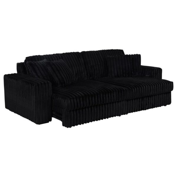 Jacana Corduroy Upholstered Dual Power Chaise Sofa Black by Coaster Furniture 15