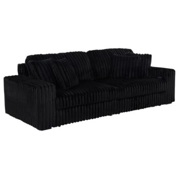 Jacana Corduroy Upholstered Dual Power Chaise Sofa Black by Coaster Furniture