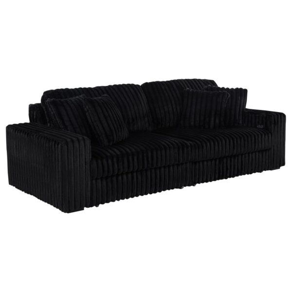Jacana Corduroy Upholstered Dual Power Chaise Sofa Black by Coaster Furniture 10