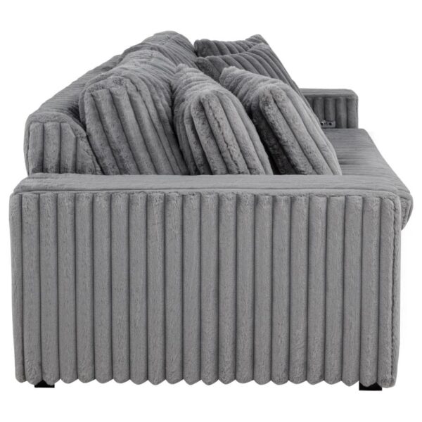 Jacana Corduroy Upholstered Dual Power Chaise Sofa Grey 9