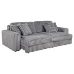 Jacana Corduroy Upholstered Dual Power Chaise Sofa Grey 16