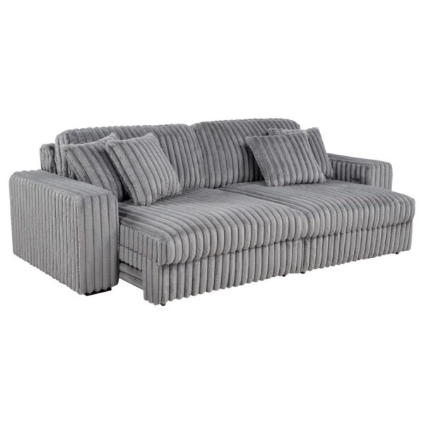 Jacana Corduroy Upholstered Dual Power Chaise Sofa Grey 11