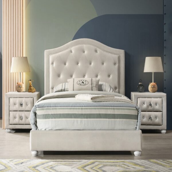 Reggie Nightstand in Beige Fabric Finish BD04503 By ACME 11