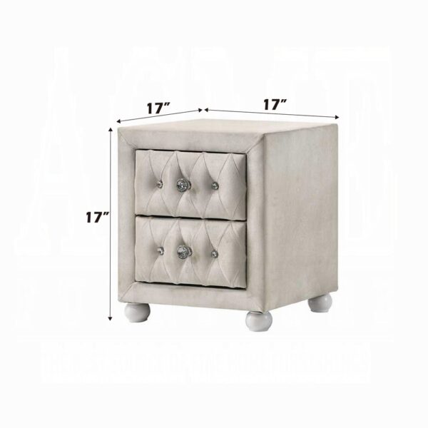 Reggie Nightstand in Beige Fabric Finish BD04503 By ACME 10
