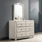 Reggie Mirror in Beige Fabric Finish BD04504 By ACME Luxury Bedroom Dressers & Mirrors Mobilia Cleopatra 13 Reggie Mirror in Beige Fabric Finish BD04504 By ACME 13